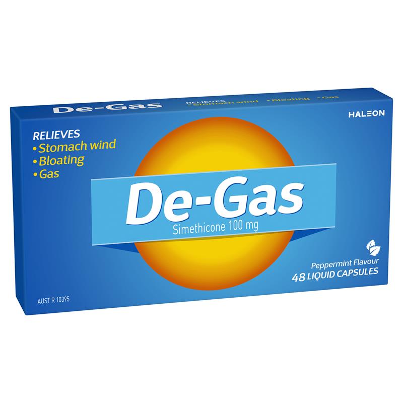 De Gas Gel Capsules 48 Pack - Simethicone