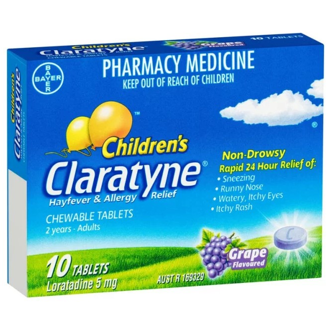 Claratyne Childrens Allergy & Hayfever Relief Grape Flavoured Chewable Tablets 10 pack - Loratadine