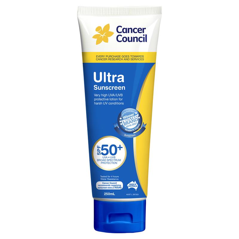 Cancer Council Ultra Sunscreen SPF50+ Tube 250mL