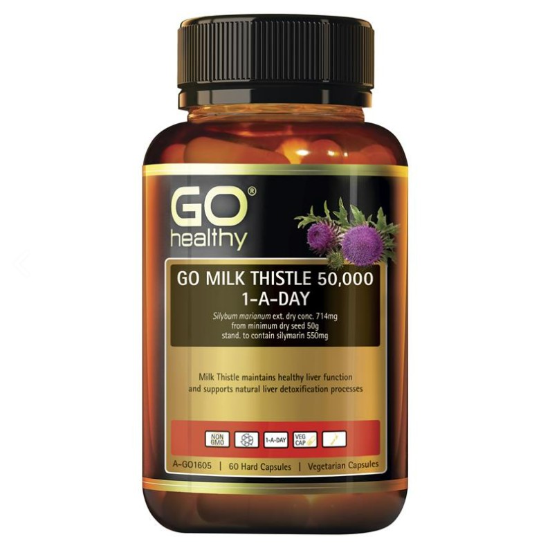 GO Healthy Milk Thistle 50000mg 1-A-Day Vege Capsules 60 Pack